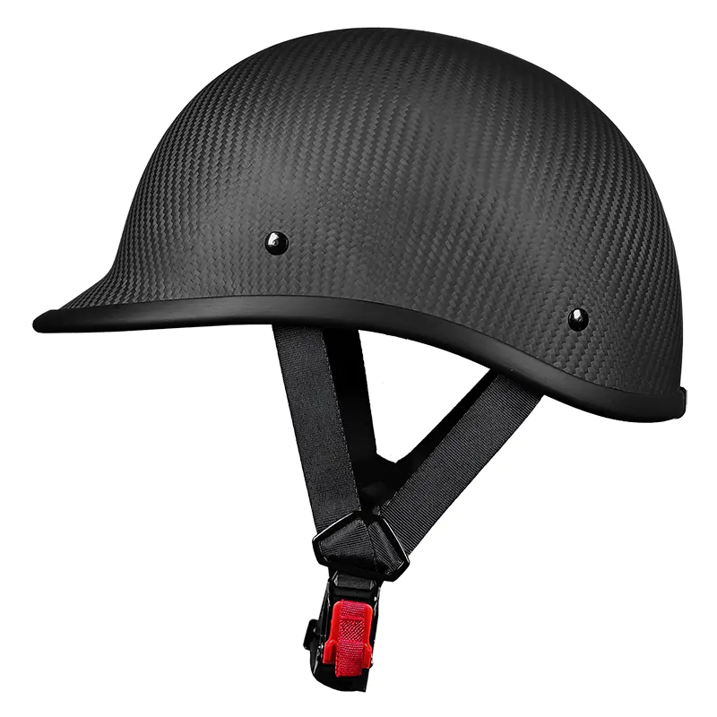 901 Karbon Fiber Yarım Yüz Motosiklet Kaskı Retro Motokros Kask