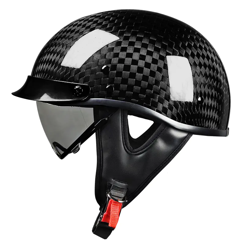 Touring ve Yarış için 805 Karbon Fiber Yarım Yüz Motosiklet Kaskı Retro Motokros Kask