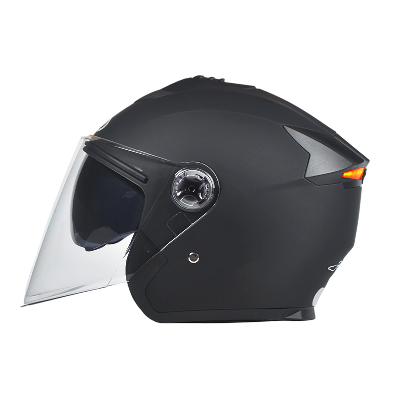 666 LED Güvenlik Arka Lambası Açık Yüz Motosiklet Kaskı Çift Siperlik Kask