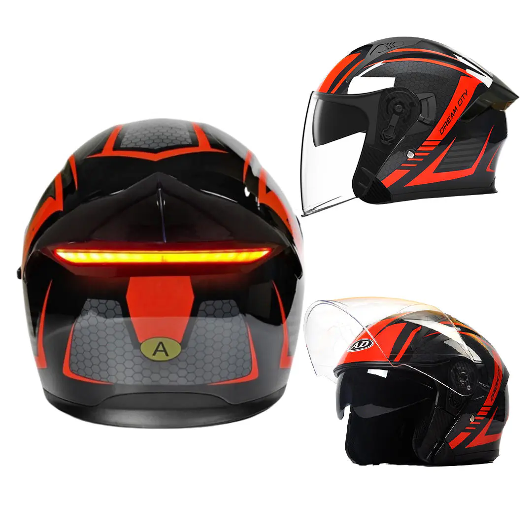 K5 LED İstihbarat Güvenliği Arka Lambası Motosiklet Kaskı DOT Sertifikalı Açık Yüz Kask